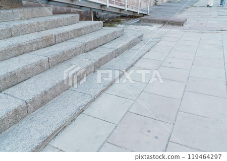Elegant Urban Steps Overlooking Sidewalk Serenity 119464297
