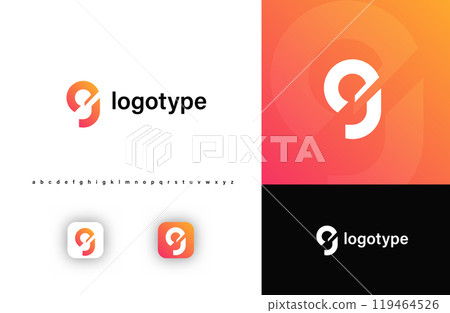 Sporty futuristic angular logo. Sharp geometric dynamic edges letter g. Minimalist innovative emblem for tech, game app, music, sport, design agency, digital space identity. Vector illustration 119464526