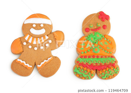 christmas gingerbread cookie isolated on white background christmas gingerbread cookie isolated on white background 119464709