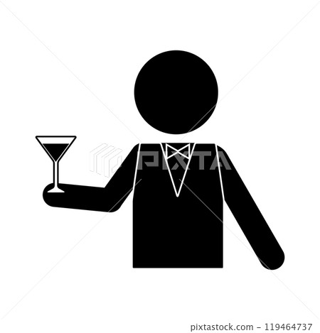 拿著雞尾酒杯的調酒師的象形圖 119464737