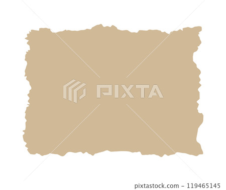 Jagged paper or old map texture. Rectangle shape with ripped edges. Empty ragged text box, label or tag collage element templates isolated on white background. Vector illustration 119465145