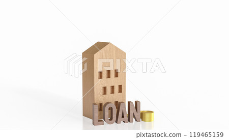 The wood house and gold coins for home loan concept 3d rendering. The wood house and gold coins for home loan concept 3d rendering. 119465159