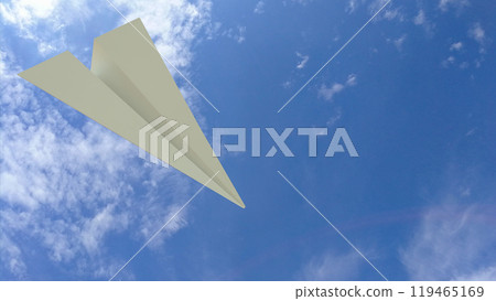 The white paper plane on sky background for Business or travel concept 3d rendering. The white paper plane on sky background for Business or travel concept 3d rendering. 119465169