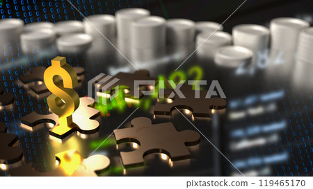 The dollar symbol and jigsaw for Business 3d rendering. 119465170