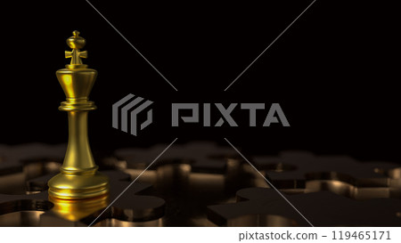 The gold king and jigsaw for Business 3d rendering. The gold king and jigsaw for Business 3d rendering. 119465171