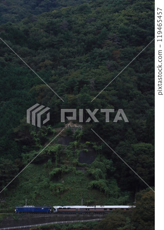 Cassiopeia Journey to Kofu, towed by EF64-1030 locomotive, running up the mountainous Chuo Main Line_Photographed on 10/19/2024 119465457