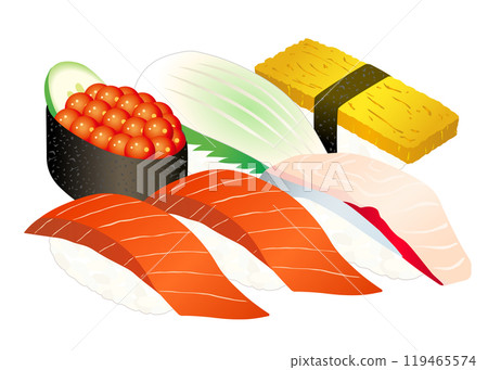 Illustration of a delicious looking sushi set 119465574