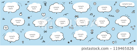 A vector illustration set of hand-drawn speech bubbles. Speech bubbles, frames, stylish, handwritten, hearts, flowers A vector illustration set of hand-drawn speech bubbles. Speech bubbles, frames, stylish, handwritten, hearts, flowers 119465826
