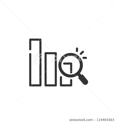 Data analysis descending graph icon (line drawing, black and white) 119465883