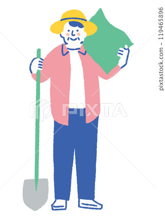 一名男子在農事時提著行李_color 119465896