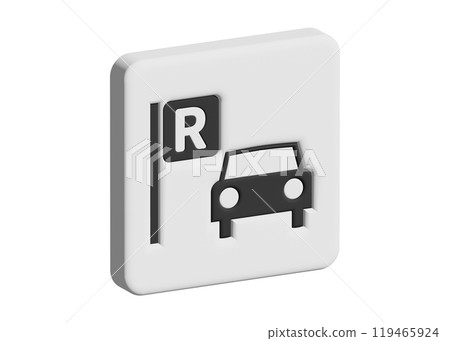 3D car rental, car rental reception map symbol, icon, mark, pictogram illustration 3D car rental, car rental reception map symbol, icon, mark, pictogram illustration 119465924