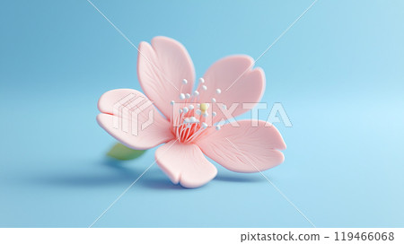 淺藍色背景上可愛的黏土狀櫻花花的 3D 插圖 淺藍色背景上可愛的黏土狀櫻花花的 3D 插圖 119466068