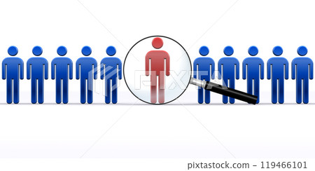 Magnifying glass and people icon, take a closer look at one of the members 119466101