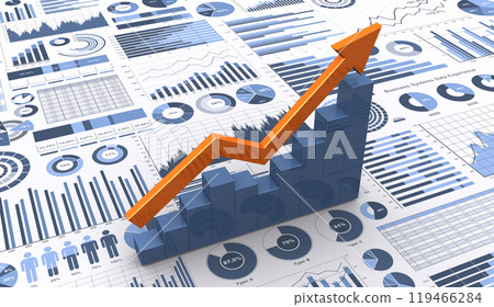 Various types of business charts and 3D graphs Various types of business charts and 3D graphs 119466284