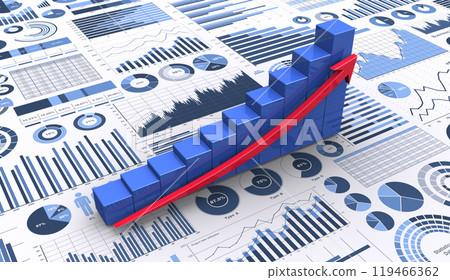 Various types of business charts and 3D graphs, success images Various types of business charts and 3D graphs, success images 119466362