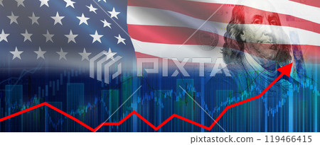Graph of recovery of the United States economy. Growth of the US economy on financial graph 119466415