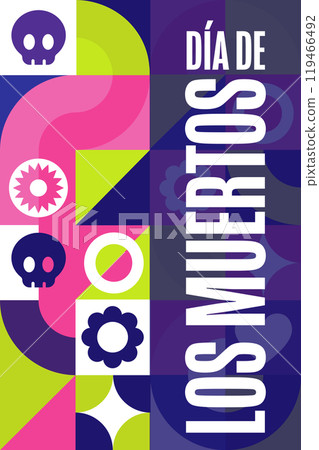 Inscription Day of the Dead in Spanish. Dia de los Muertos holiday concept. Template for background Inscription Day of the Dead in Spanish. Dia de los Muertos holiday concept. Template for background 119466492