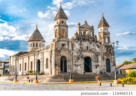 View of the Guadalupe church in Granada, Nicaragua. Nicaraguan travel and tourism concept View of the Guadalupe church in Granada, Nicaragua. Nicaraguan travel and tourism concept 119466515