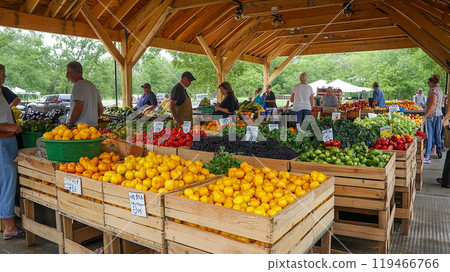 露天市場上色彩鮮豔的蔬菜和水果 119466766