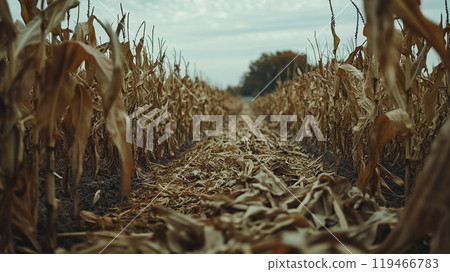 Withered corn field 119466783