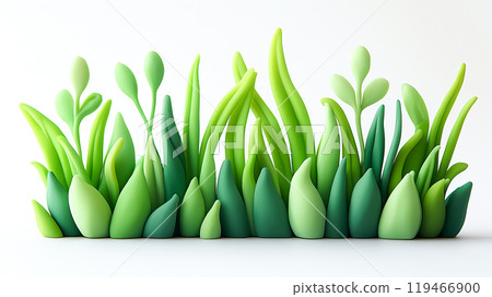 3D illustration of fresh green grass in clay model style 3D illustration of fresh green grass in clay model style 119466900