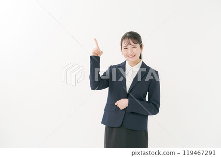 A woman in a suit making a recommended pose 119467291