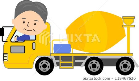 A man driving a mixer truck 119467620