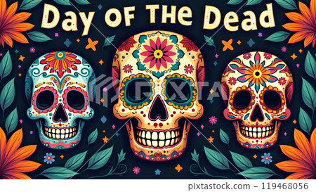 Skulls Geometric Patterns day of the dead 119468056