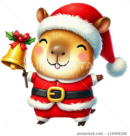 Cute cartoon animal in Santa outfit, white isolate background Cute cartoon animal in Santa outfit, white isolate background 119468206