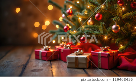 Christmas Presents Under a Decorated Tree happy new year 2025 Christmas Presents Under a Decorated Tree happy new year 2025 119468436