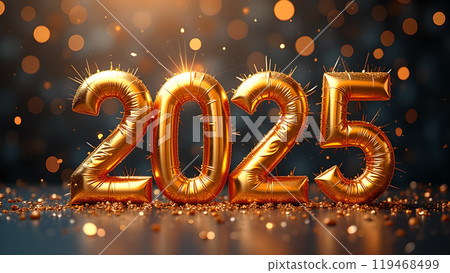 New Year Party Streamers and Confetti happy 2025 119468499