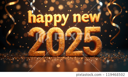 New Year Party Streamers and Confetti happy 2025 New Year Party Streamers and Confetti happy 2025 119468502