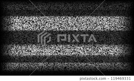 TV static noise background. Glitch pixel television screen. Lost or bad TV signal VHS video with black stripes wallpaper. White noise grain. CRT tv screen with interferences and glitches. Vector TV static noise background. Glitch pixel television screen. Lost or bad TV signal VHS video with black stripes wallpaper. White noise grain. CRT tv screen with interferences and glitches. Vector 119469331