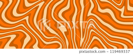 Retro caramel color liquid texture. Salted caramel dessert background. Wavy swirl candy pattern for poster, cover, banner, brochure, flyer. 60s or 70s style retro sweet nougat hippie wallpaper. Vector 119469337