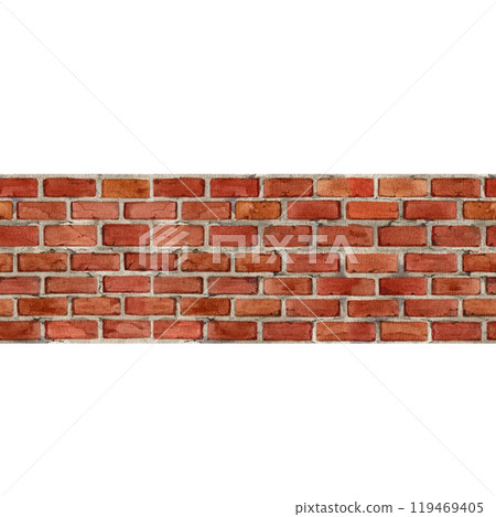 Red brick wall seamless border. Watercolor painted illustration. Brick wall surface fence outside landscape surface border. Bricky wall element isolated on white background Red brick wall seamless border. Watercolor painted illustration. Brick wall surface fence outside landscape surface border. Bricky wall element isolated on white background 119469405