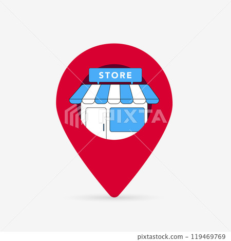 Local SEO Optimization with Geotagging. Improve local business visibility by using geotagging and localized content in SEO strategies. Vector illustration with location pins, local business icons 119469769
