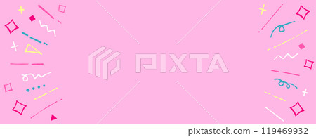 Colorful and pop hand-drawn pink horizontal background with concentrated lines 119469932