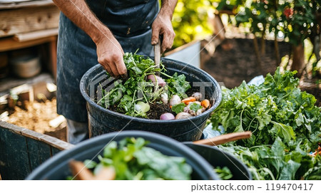 Kitchen Composting with Vegetable Scraps and Greens Kitchen Composting with Vegetable Scraps and Greens 119470417