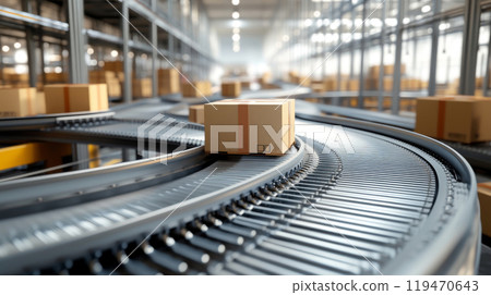 Automated Conveyor Belt System in Warehouse Environment Automated Conveyor Belt System in Warehouse Environment 119470643