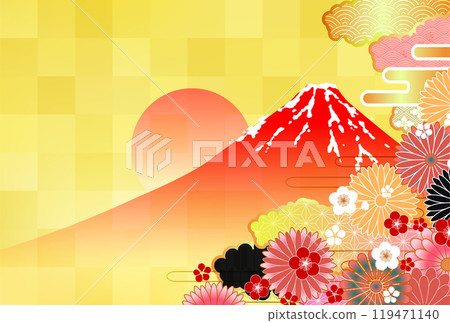 日本圖案富士山新年賀卡背景 119471140