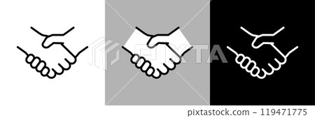 簡單的線條畫握手向量圖標 簡單的線條畫握手向量圖標 119471775