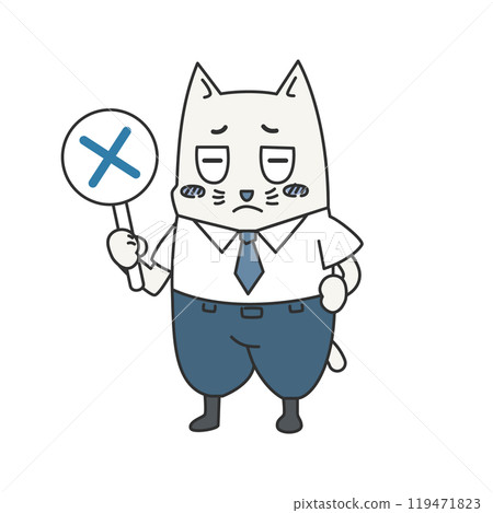 Business animal (cat or dog) posing with a rounded corner sign (depressed cross) | Clip art Business animal (cat or dog) posing with a rounded corner sign (depressed cross) | Clip art 119471823