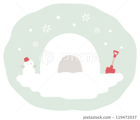 雪人和雪人冬天向量圖素材03 119472037