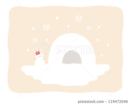 可愛的雪人和雪人冬季向量插畫素材03 119472046