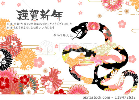 Snake New Year's card zodiac background Snake New Year's card zodiac background 119472632