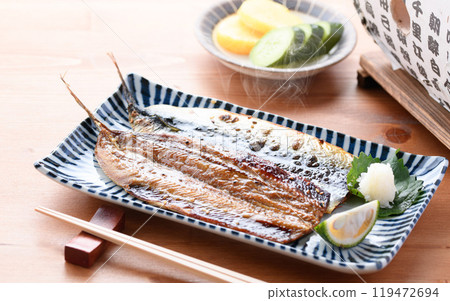 Dried Pacific saury with mirin Dried Pacific saury with mirin 119472694