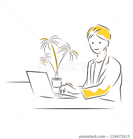 商業｜在電腦上工作的工程師/商人 119472915