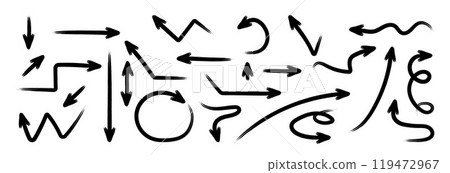 A set of black movement arrows. A set of black movement arrows. 119472967