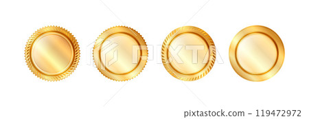 Golden round award icon. 119472972