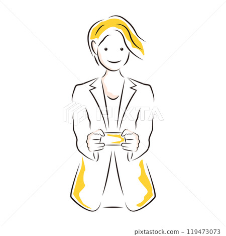 Business | Office lady handing out business card 119473073